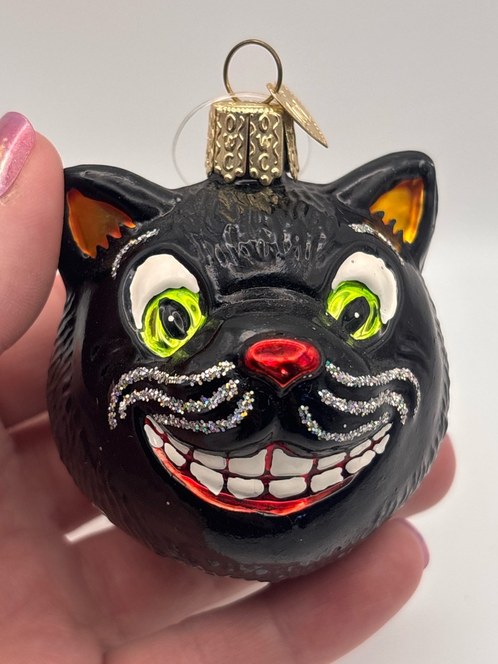 Old World Christmas, Grinning Cat, Halloween Glass Tree Ornament